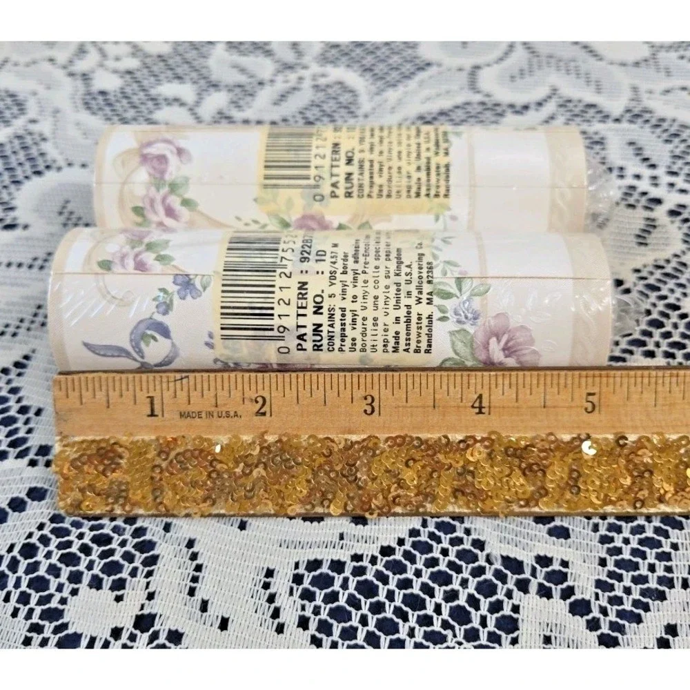 Brewster Wallcovering Floral Wallpaper Border Pre-pasted Vinyl‎ 5yd X 2 Vtg NOS
